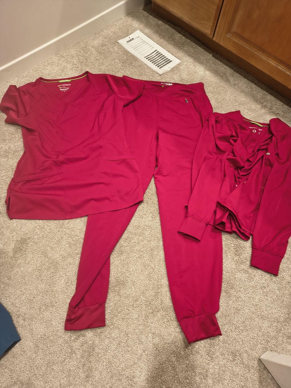Red Healing Hands Scrub Set Pants & Tops